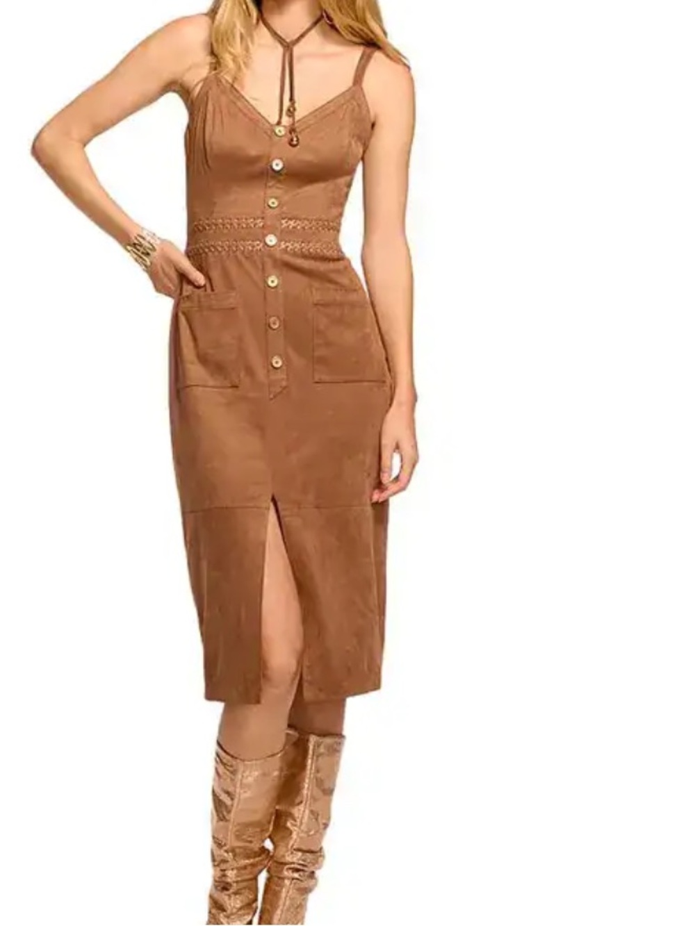 Ramy Brook Margery Button-Front Midi Dress in Brown
